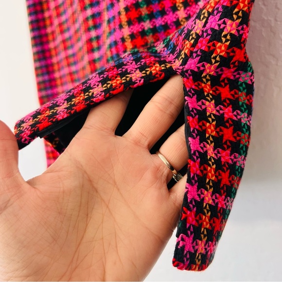 Vintage 90s Botston Proper Rainbow 🌈 Houndstooth Mini Skirt - Picture 5 of 9